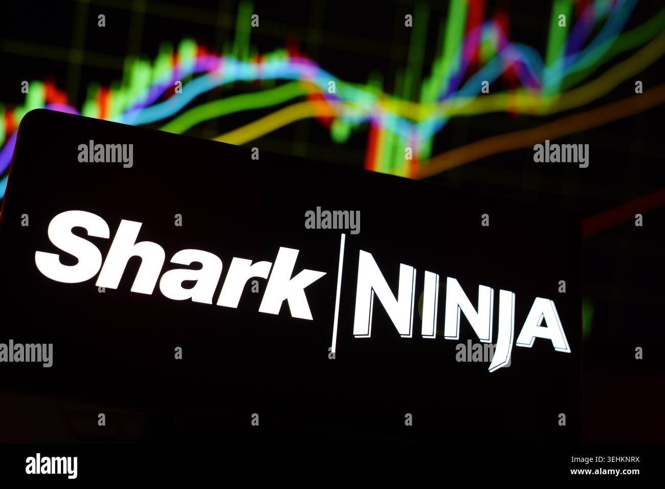 SharkNinja Inc Consumer Appliances Brand Stock Price Tableau de performance financière sur l'écran du téléphone portable Banque D'Images