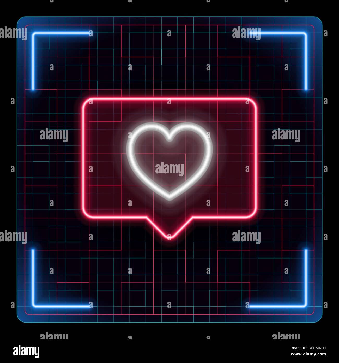 Comme icône de notification. Icône de néon brillant avec vecteur de grille de bordure, style graphique de traits modifiable. Illustration de Vecteur
