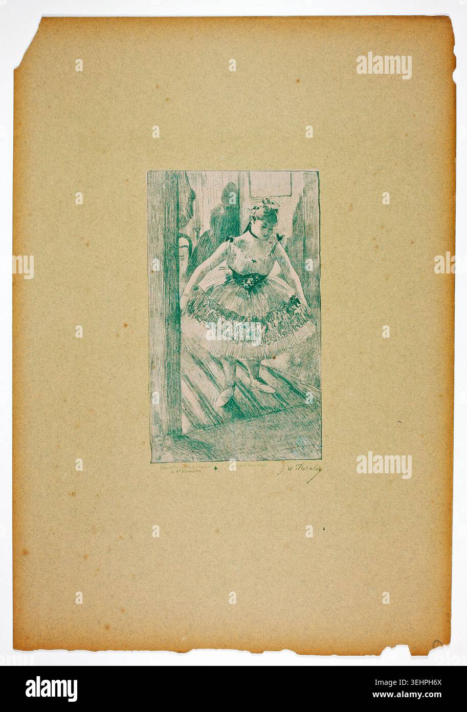 Going on Stage de Georges-William Thornley d'après Edgar Degas, 1889-90, représentant une jeune danseuse de ballet ajustant son costume dans un vestiaire avant la représentation Banque D'Images