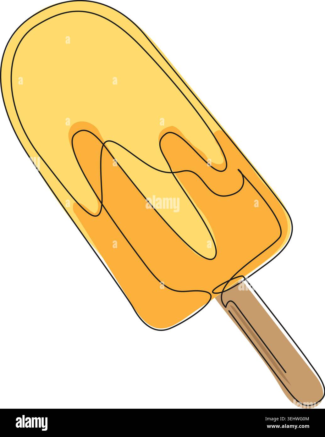 dessin en ligne continue d'un popsicle orange, illustration vectorielle d'art de ligne de glace d'eau Illustration de Vecteur