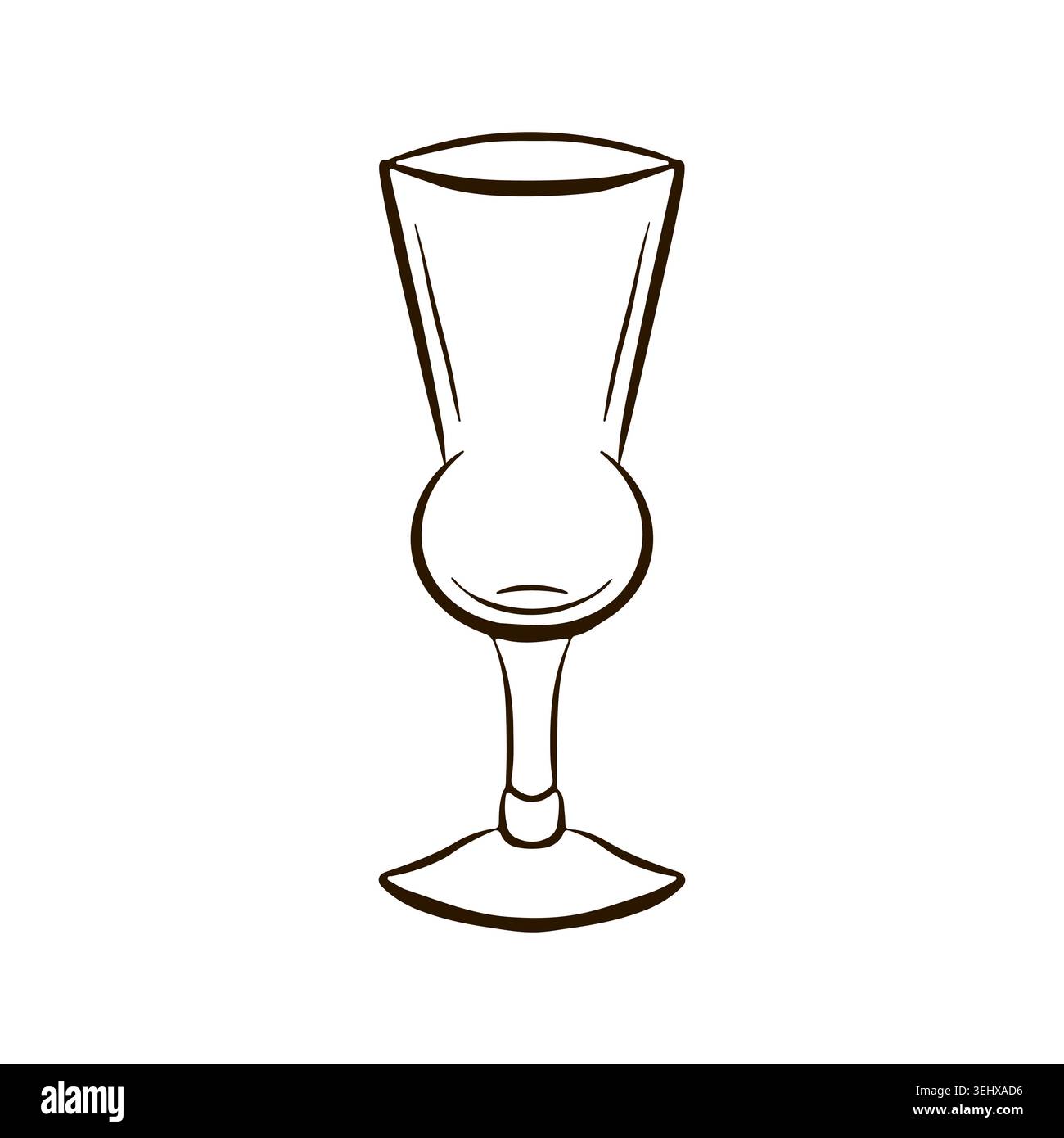 Verres à chardon à bière simples dans un style artistique au trait. Récipient de boisson élégant pour pub, menu de bar ou magasin de boissons alcoolisées. Contour noir minimaliste sur blanc Illustration de Vecteur
