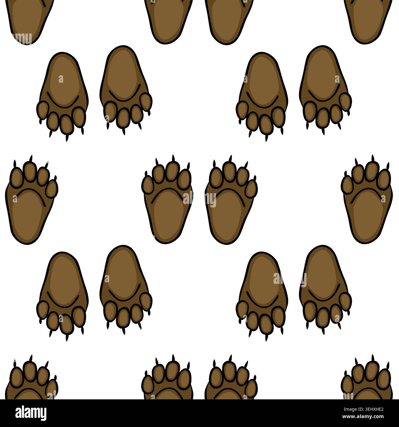 La patte d'ours brun imprime un motif sans couture vectoriel, illustration d'empreintes animales mignonnes pour le textile et le papier peint Illustration de Vecteur