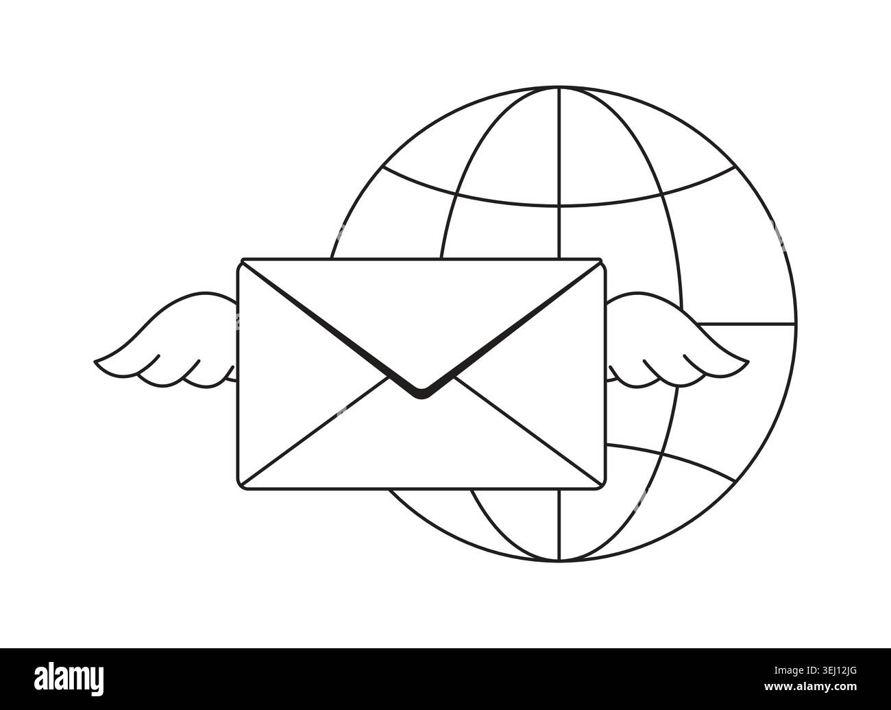 Communication globale par e-mail élément d'interface utilisateur noir et blanc moderne Illustration de Vecteur