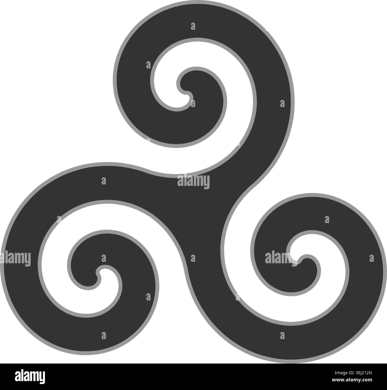Un triskelion, ou triskeles, est un motif ancien consistant en une triple spirale présentant une symétrie de rotation. Illustration de Vecteur