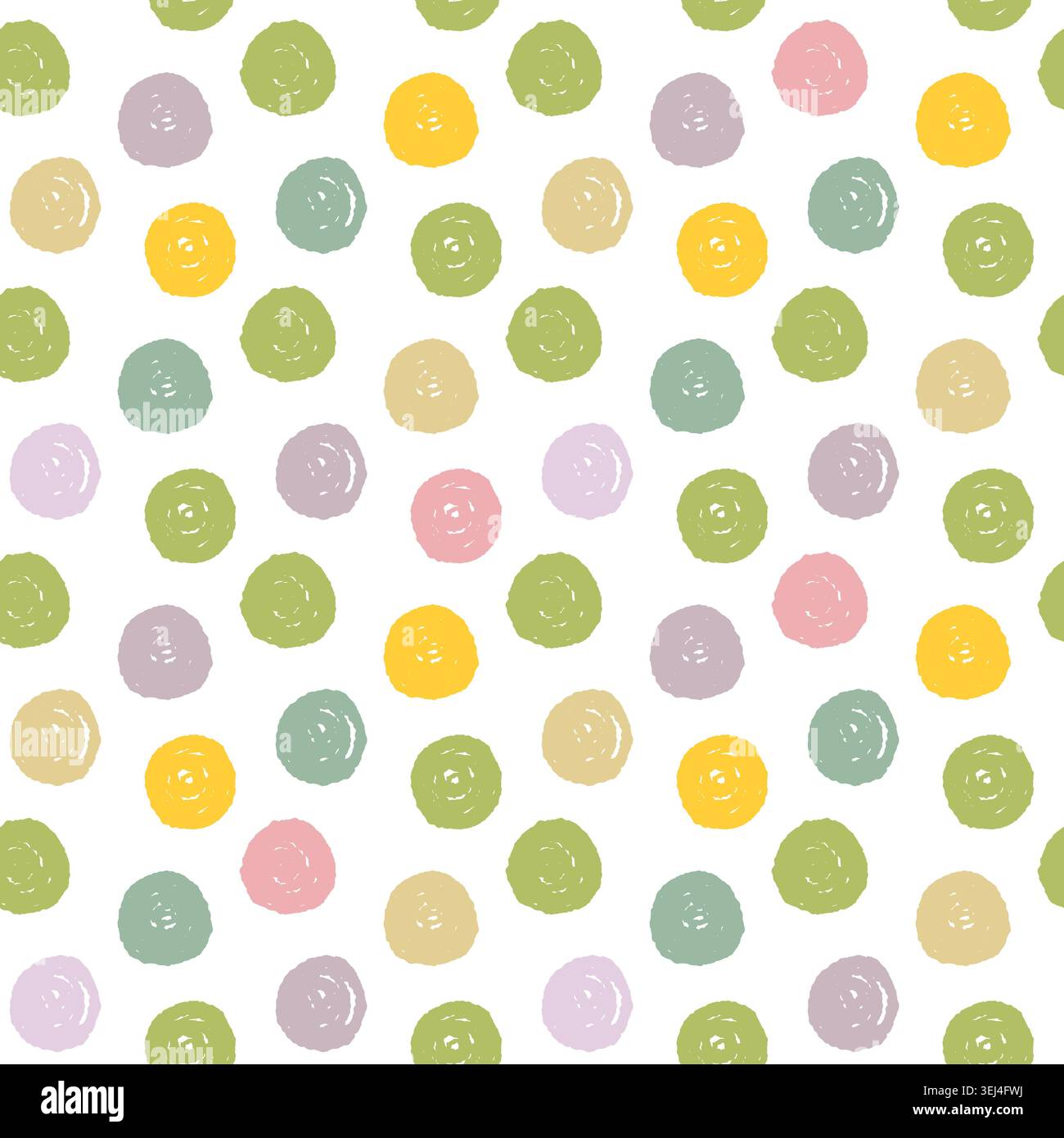 Motif à pois sans couture motif dessiné à la main avec cercles ludiques variées. L'ornement présente des points négligés aléatoires dans un style géométrique minimal. Pour Banque D'Images
