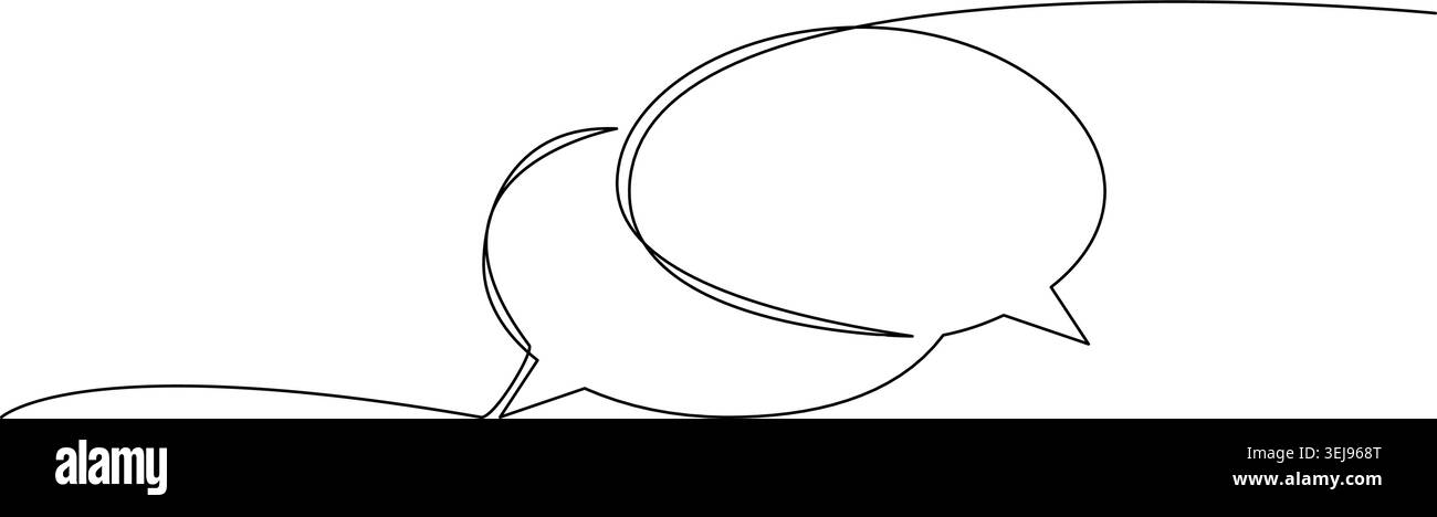 dessin au trait continu de deux bulles de parole se chevauchant, symbolisant la conversation, illustration vectorielle de dessin au trait Illustration de Vecteur