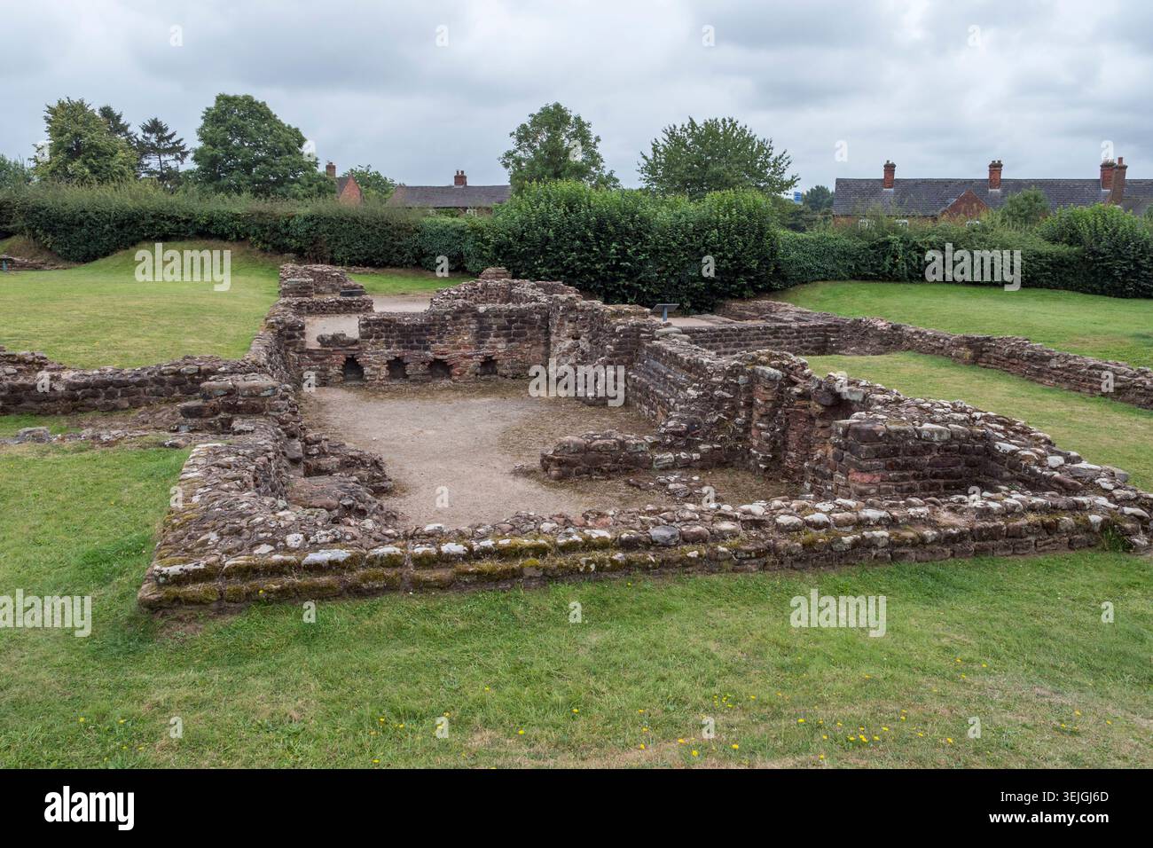 Vue générale des murs du site romain de Wall (WS14), Staffordshire, Royaume-Uni. Banque D'Images