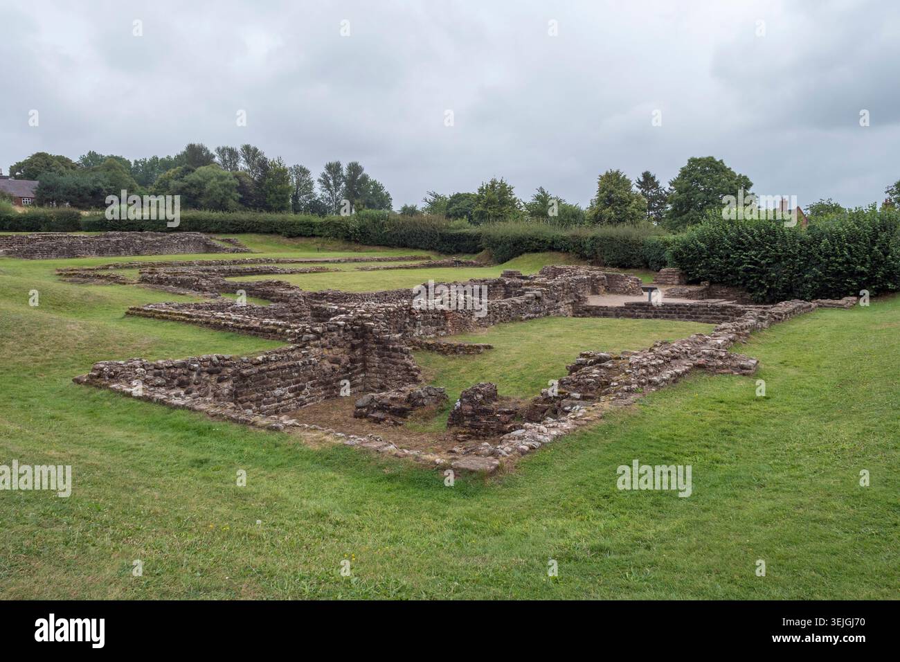 Vue générale des murs du site romain de Wall (WS14), Staffordshire, Royaume-Uni. Banque D'Images