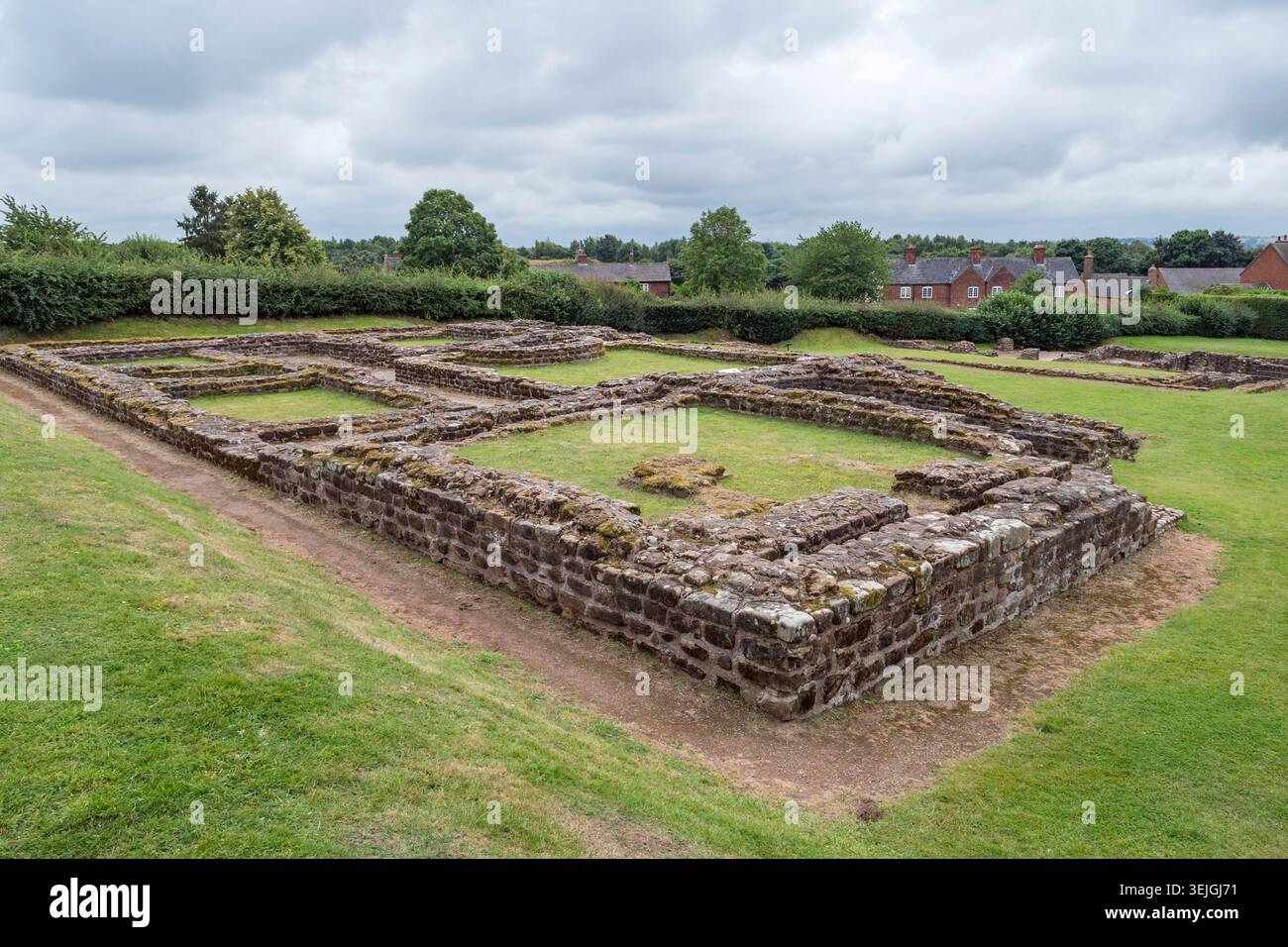 Vue générale des murs du site romain de Wall (WS14), Staffordshire, Royaume-Uni. Banque D'Images