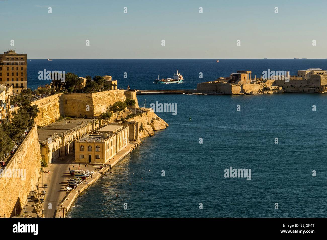 Malte - la Valette, ville de la Valette à l'entrée du port Banque D'Images