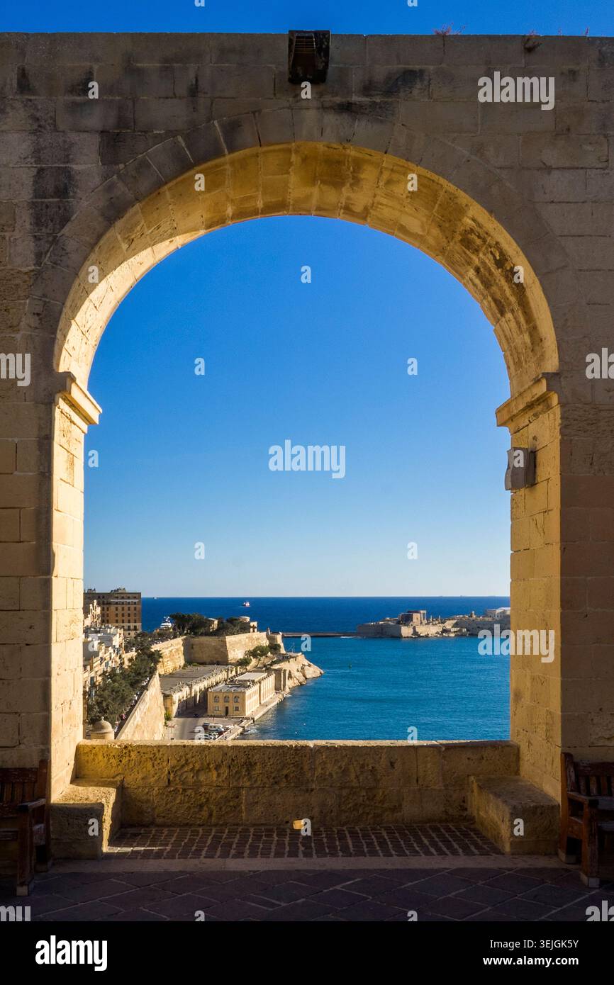 Malte - Valletta, offert Christopher Bastion aux jardins de Lower Barrakka Banque D'Images