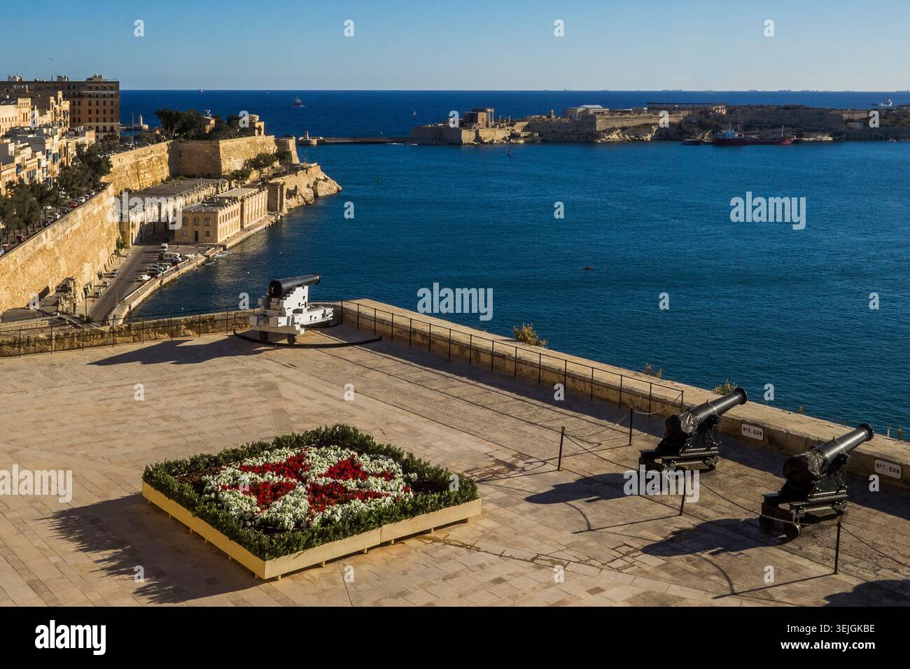 Malte - la Valette, ville de la Valette à l'entrée du port Banque D'Images
