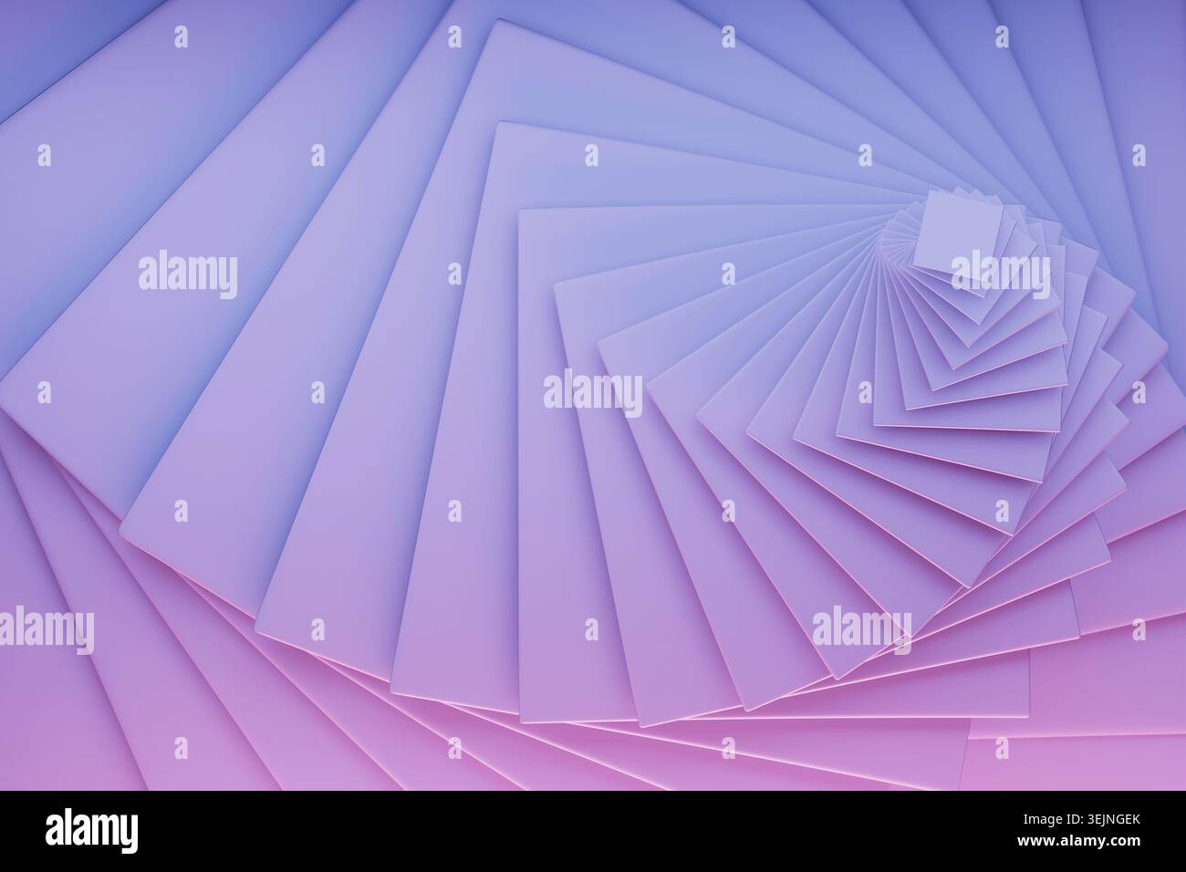 Fond géométrique abstrait gradient en spirale de lavande, motif. Illusion d'escalier vortex pastel minimal dans les teintes violettes, lisse Banque D'Images