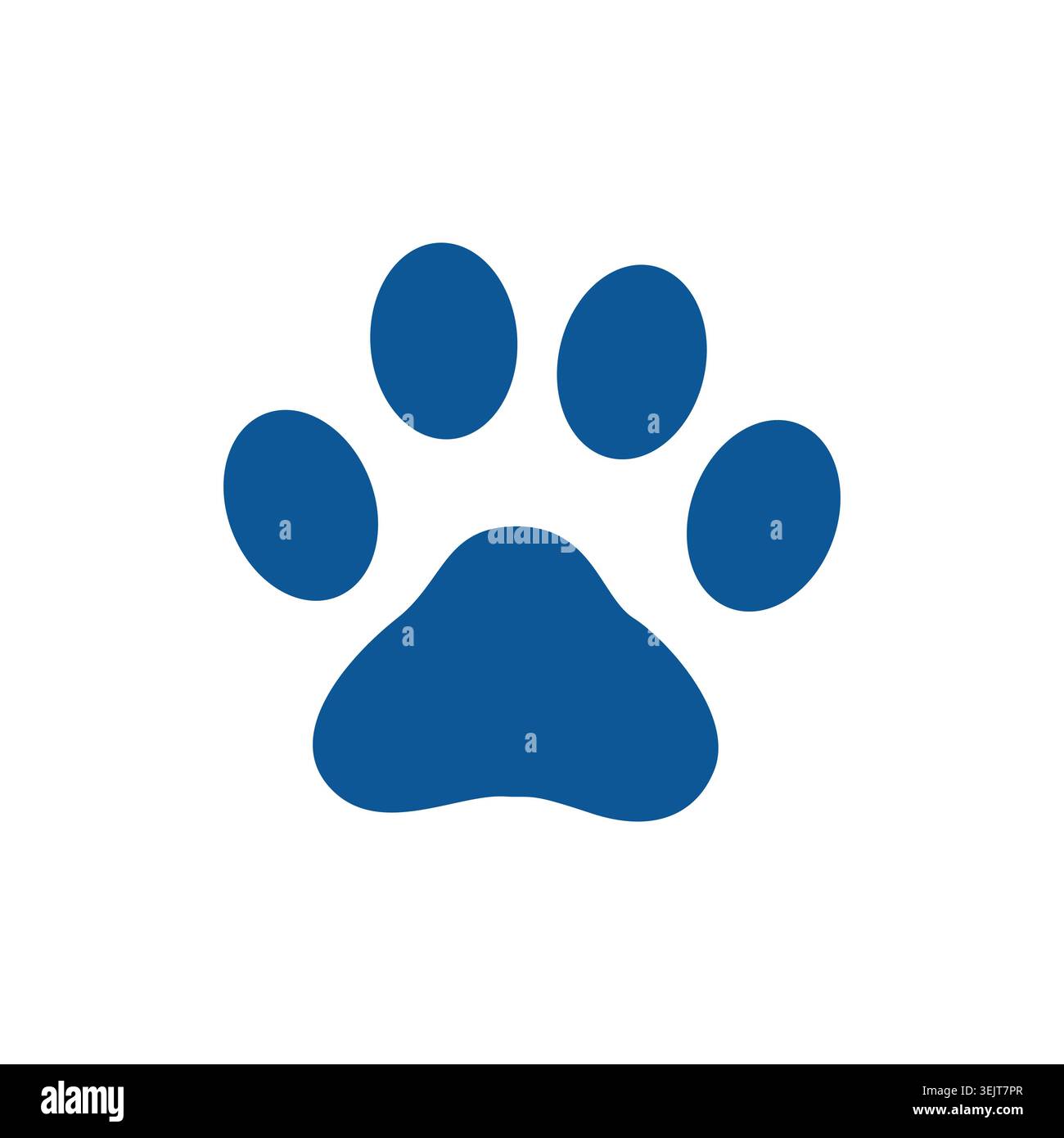Icône d'imprimé pattes bleues représentant un animal de compagnie, avec cinq blocs distincts et une forme arrondie, adapté aux thèmes liés aux animaux et à la marque Illustration de Vecteur