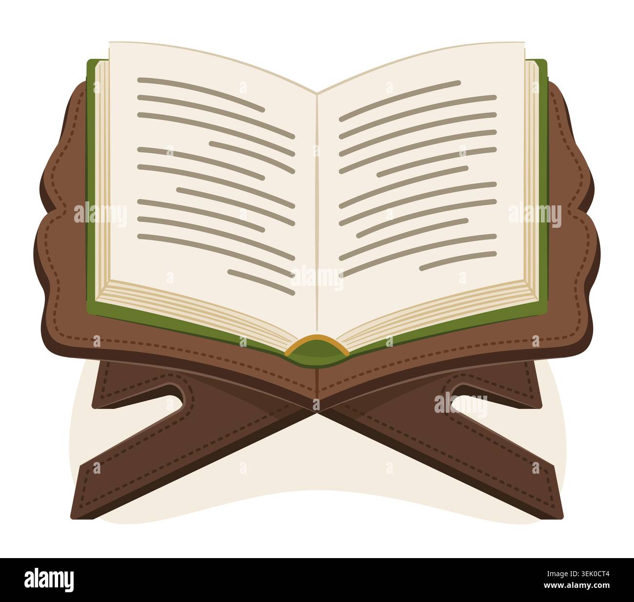 Al-Quran met sur le support de livre en bois pour l'écriture islamique Livre Saint et religion concept illustration Clip Art Illustration de Vecteur