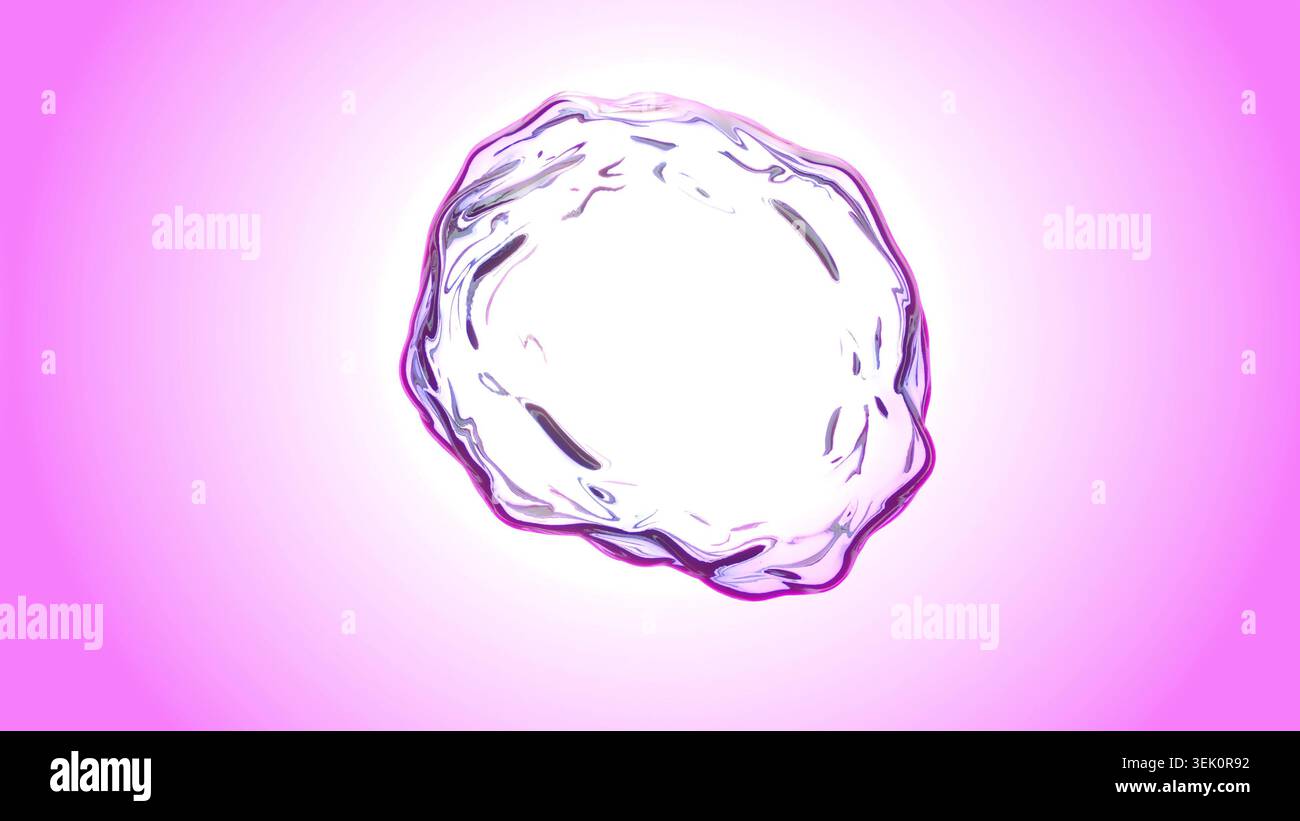 Sphère de verre transparente sur le rendu 3d rose clair bg Banque D'Images