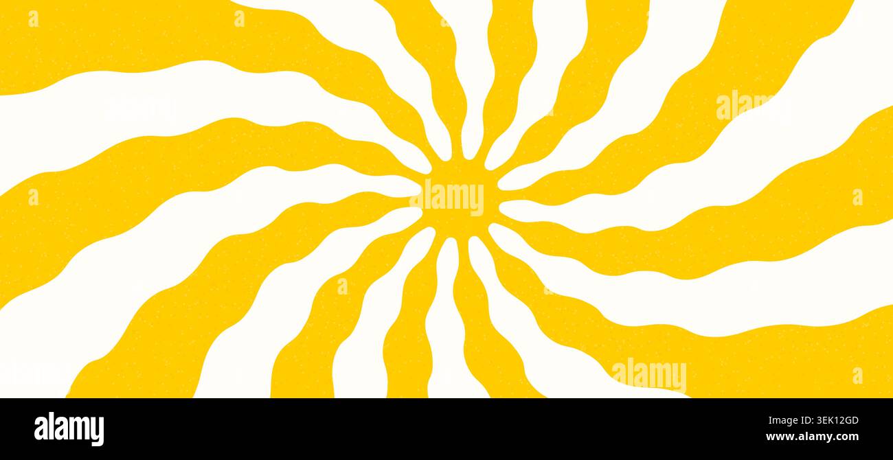 Fond de soleil d'été abstrait avec des rayons jaunes ondulés. Motif radial lumineux pour votre design moderne. Illustration vectorielle Illustration de Vecteur