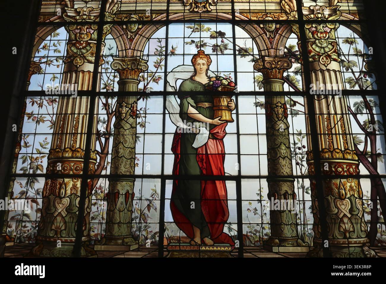 Wunderschoene bunte Glasfenster in der Burg Chapultepec/Castillo de Chapultepec, Mexiko-Stadt Banque D'Images