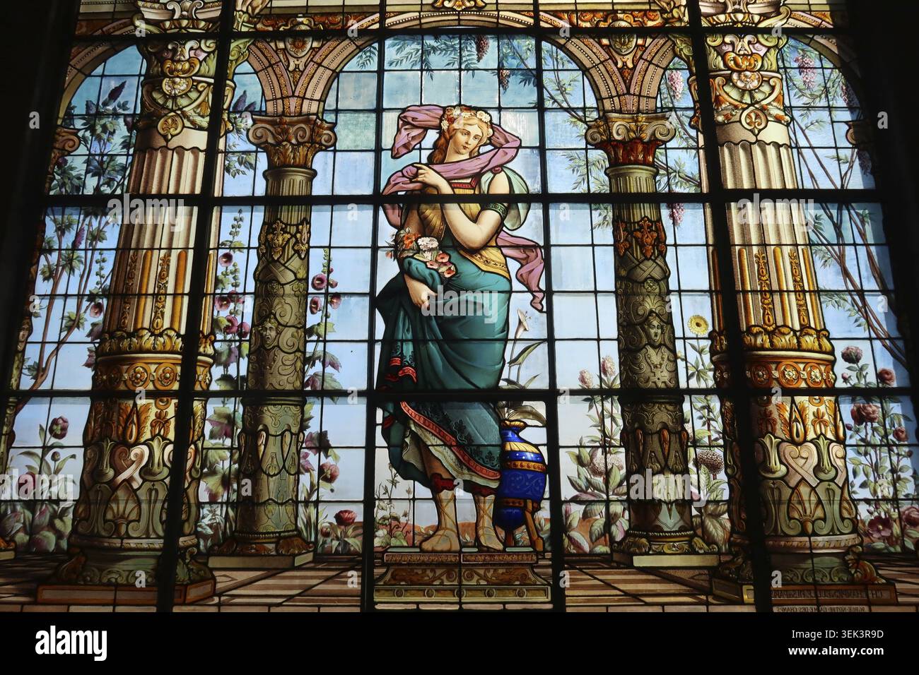Buntes Glasfenster in der Burg Chapultepec/Castillo de Chapultepec, Mexiko-Stadt Banque D'Images