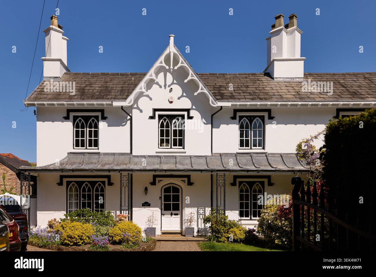 Village de Grappenhall dans l'arrondissement de Warrington dans le Cheshire. Maisons sur la photo sur Church Lane Banque D'Images