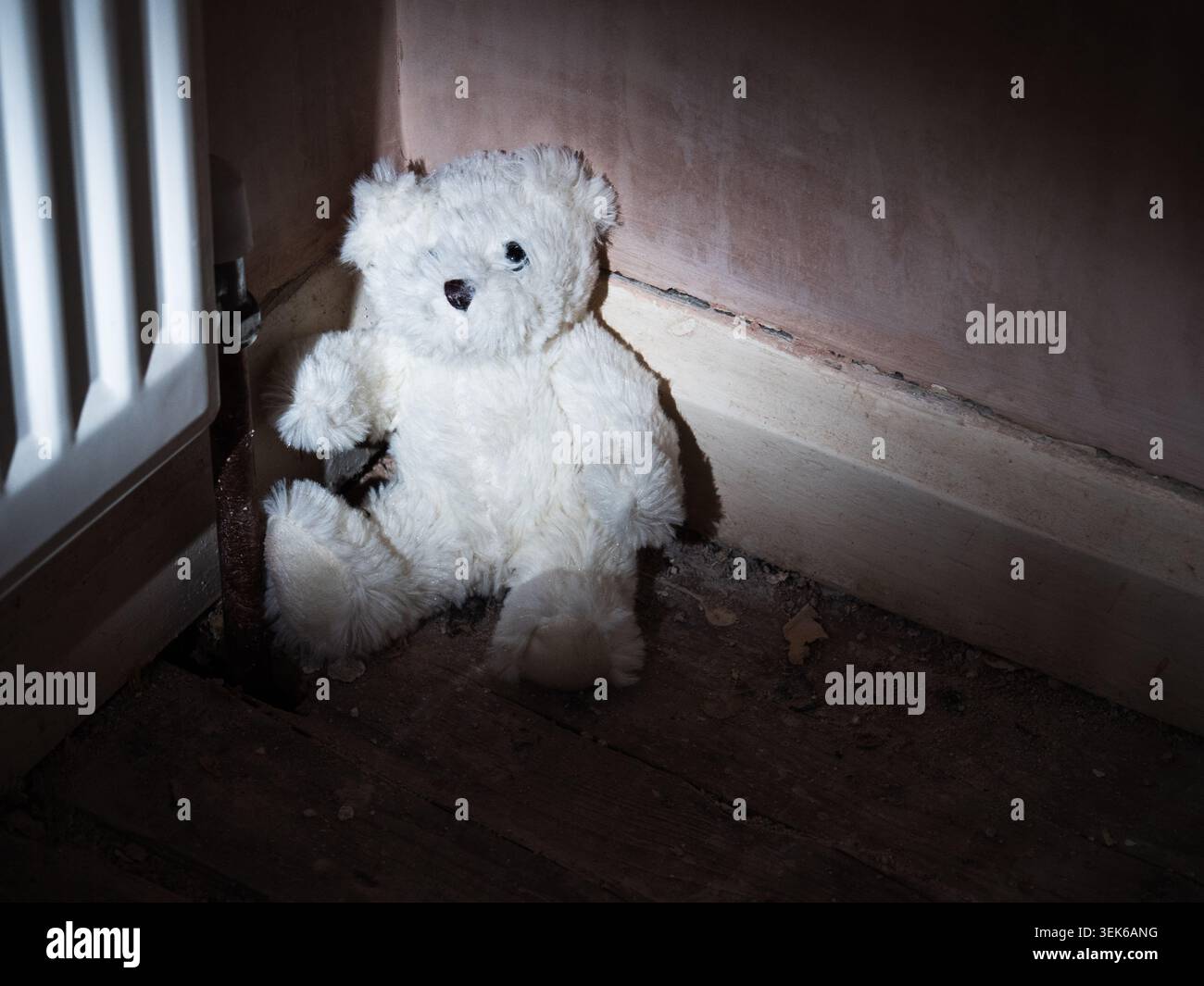 Ours en peluche dans une pièce vide Banque D'Images