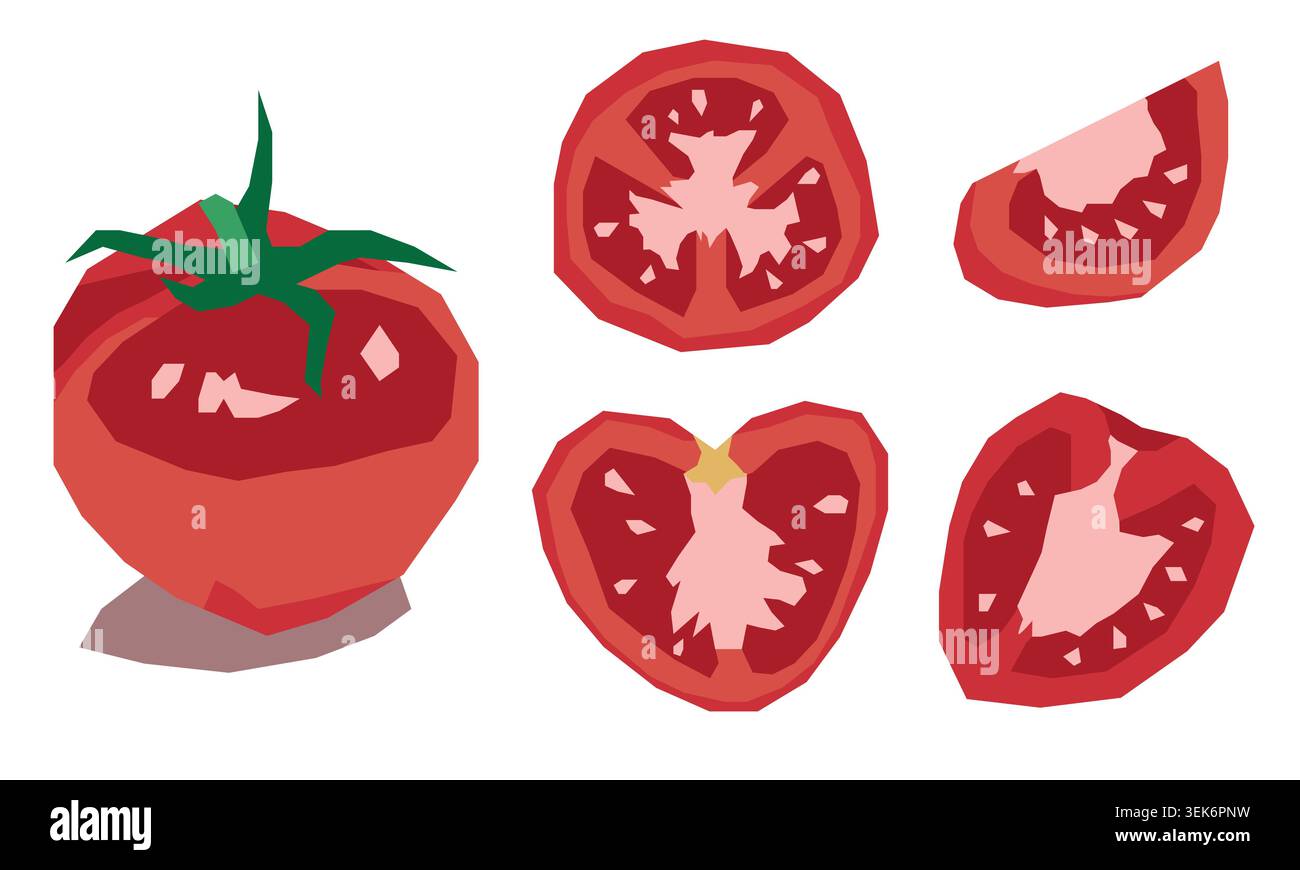 Illustration vectorielle du set de tomates fraîches Illustration de Vecteur