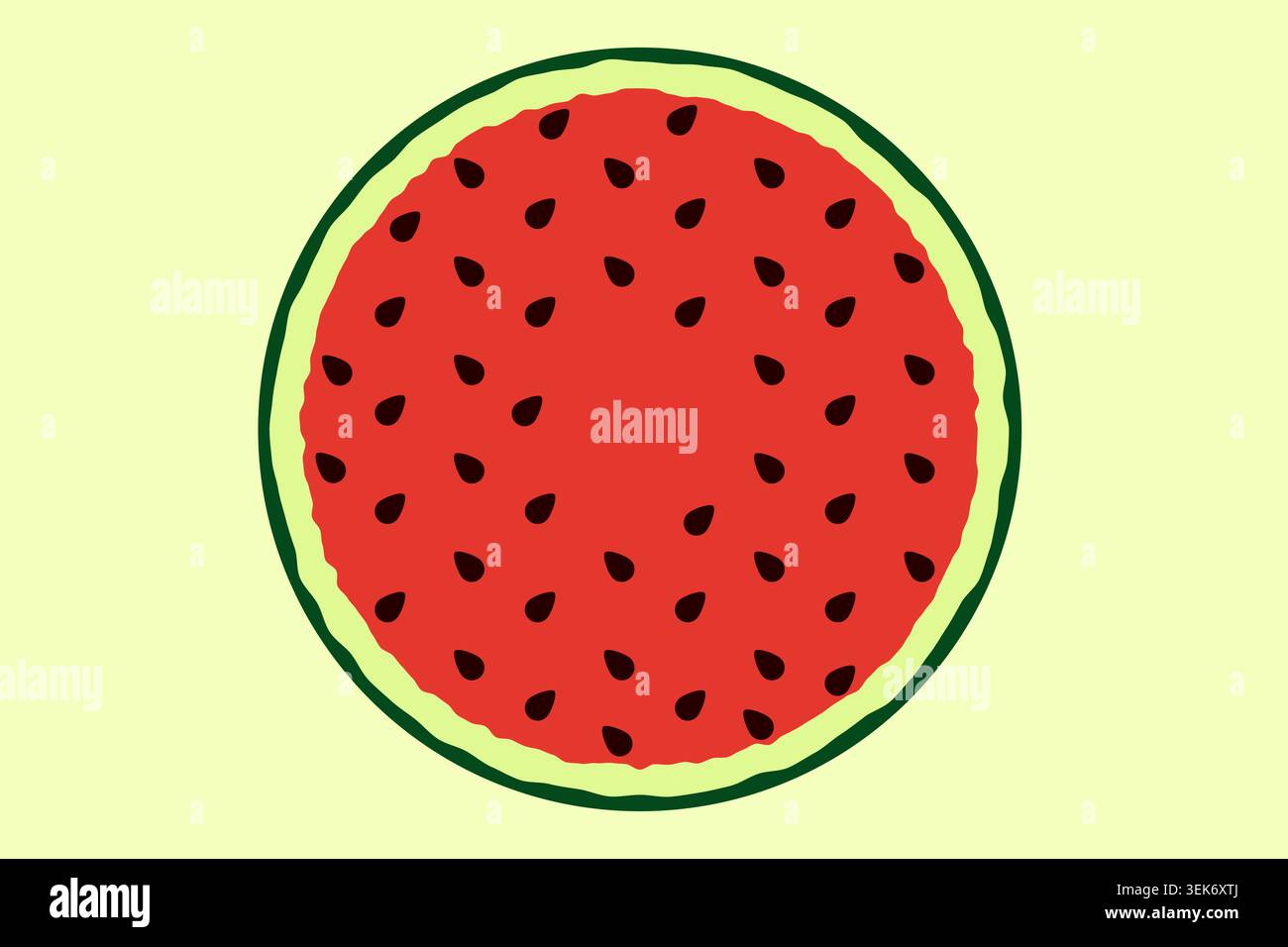 Coupé en deux illustration de pastèque avec chair rouge juteuse, graines noires et croûte verte. Fruits frais d'été isolés Illustration de Vecteur