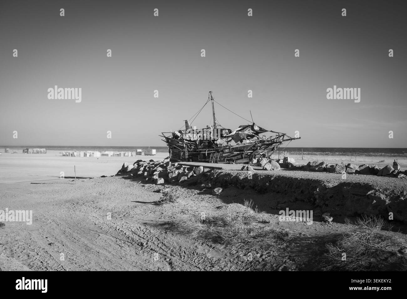 Installations d'art en front de mer à Bombay Beach, près de l'entrée de ce qui autrefois la marina communautaire, sur la rive de la mer de Salton. Californie, U. Banque D'Images