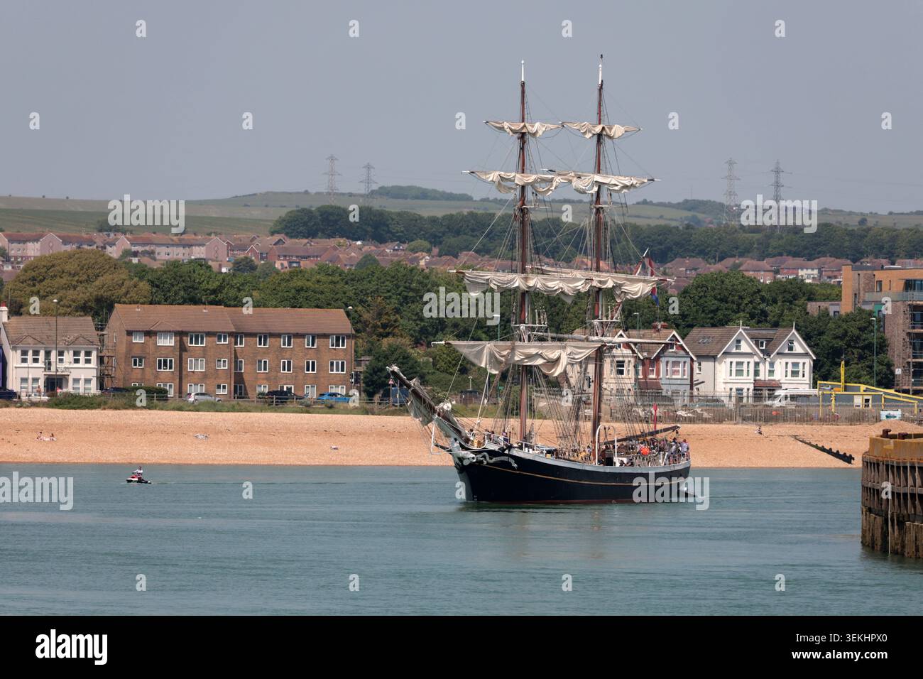 Le grand voilier Morgenster lors de sa visite au port de Shoreham Banque D'Images