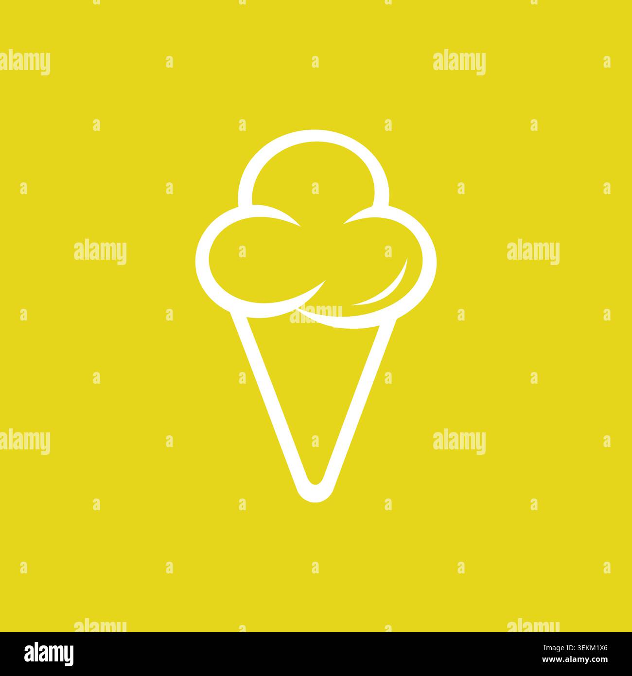 Illustration minimaliste d'art au trait d'un double cône de crème glacée dans le style vectoriel plat. Parfait pour la marque alimentaire, l'emballage, l'utilisation éditoriale et numérique. Si Illustration de Vecteur