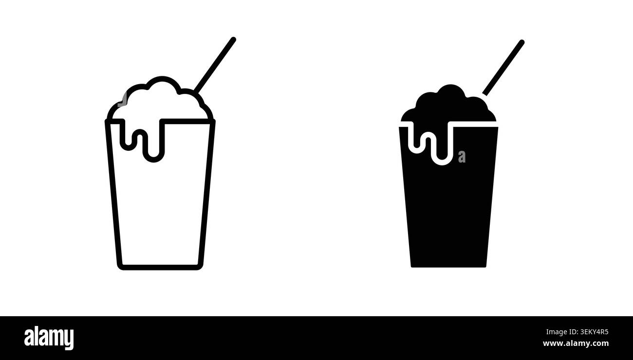 Icône Milk Shake pleine, ligne et ensemble de vecteurs modifiables. Illustration de Vecteur