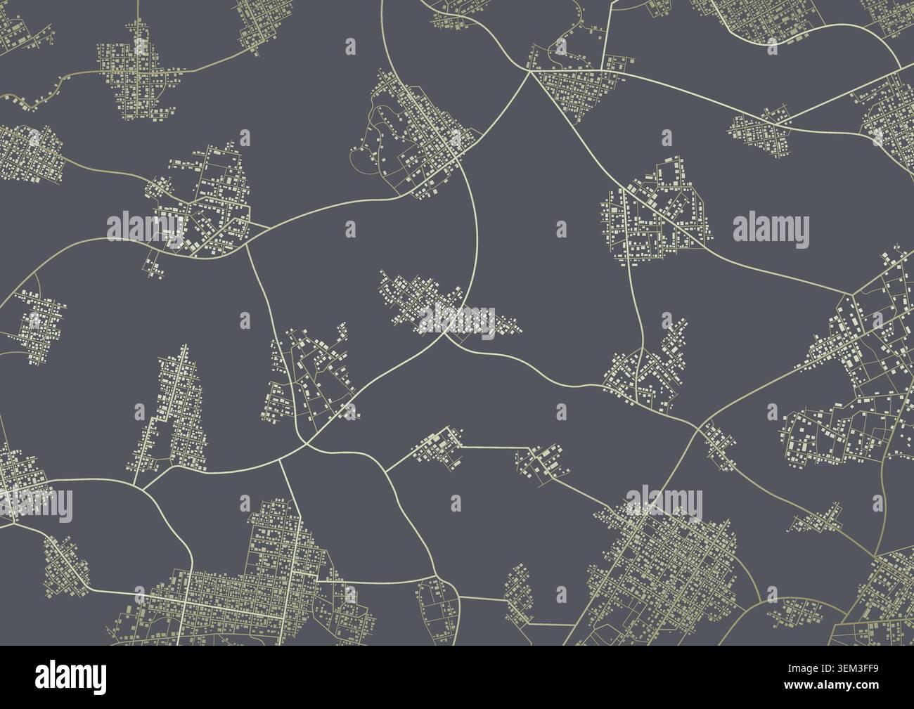 Vue de dessus, aérienne ou à vol d'oiseau de la ville moderne. Plan de navigation abstrait d'une immense zone urbaine. Carte de ville générique avec des signes de rues, routes, maison Illustration de Vecteur