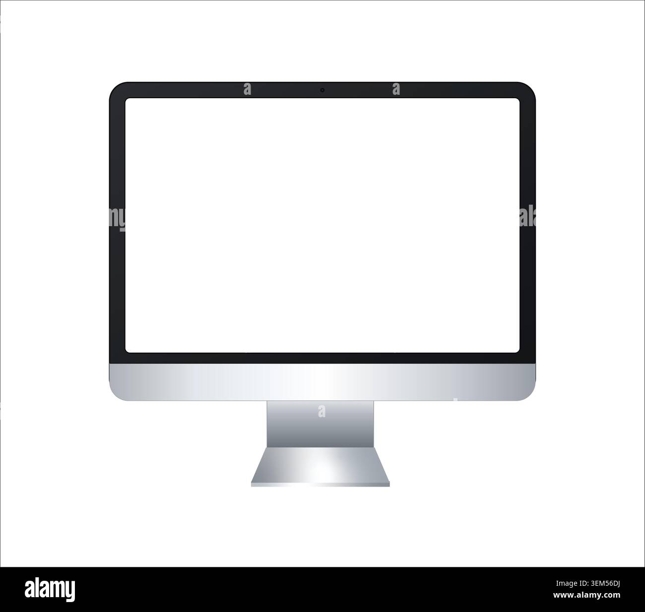 Illustration vectorielle d'un écran d'ordinateur argenté élégant avec un écran blanc vierge et une lunette noire, isolé sur un fond blanc propre. Illustration de Vecteur