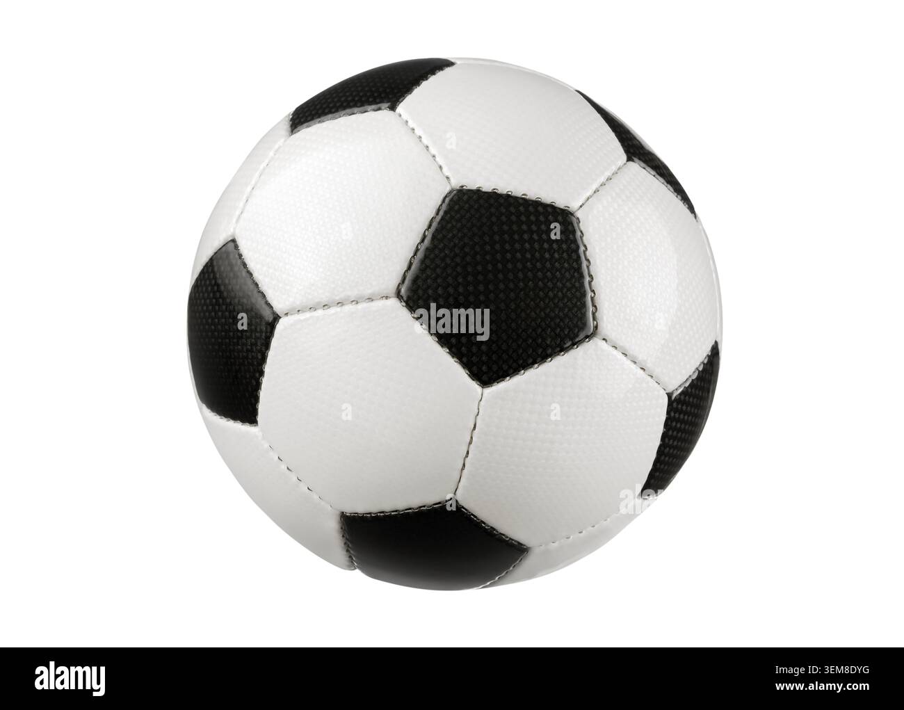 Ballon de football parfait ou football, isolé sur blanc propre. Symbole populaire pour les jeux de championnat. Banque D'Images
