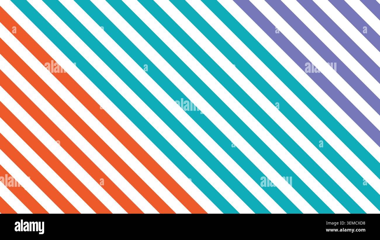 Motif rayé diagonal simple mais saisissant dans des tons orange, sarcelle, violet et blanc éclatants. Idéal pour les designs modernes minimalistes Illustration de Vecteur