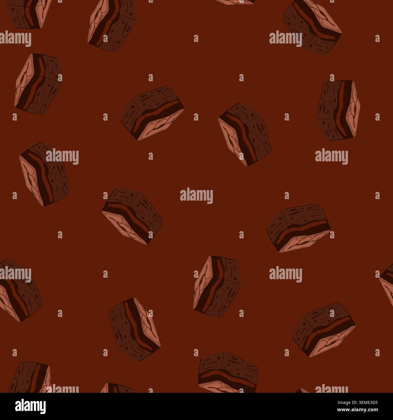 carré de brownie motif illustrant un délicieux dessert au chocolat cuit au four, avec une couleur sombre riche et une texture craquelée, adapté à la confiserie Illustration de Vecteur