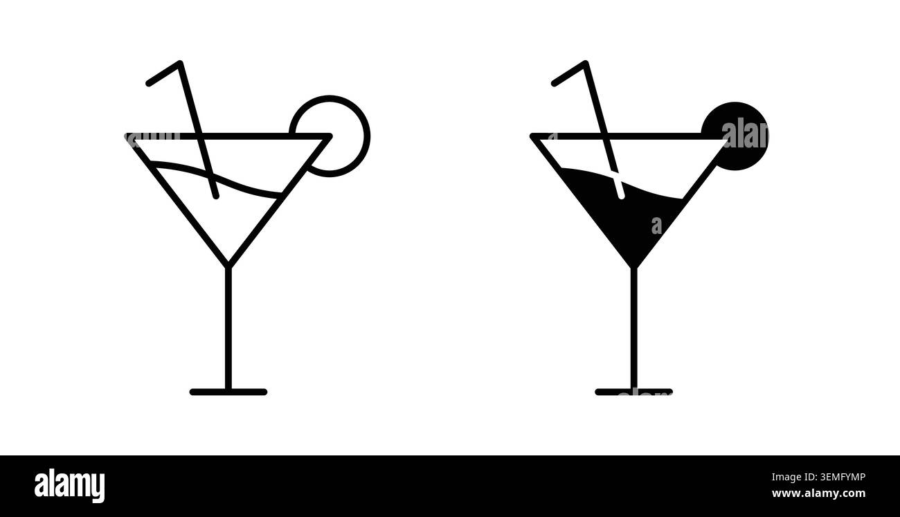 Citrus Martini verre icône illustration pack de conceptions pour le Web. Illustration de Vecteur