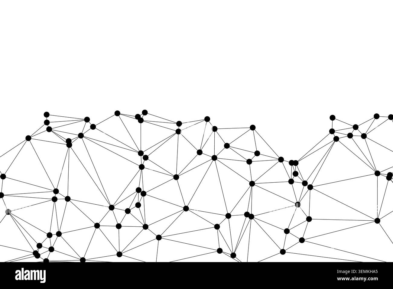 Motif de constellation numérique monochrome avec des nœuds sombres et des lignes fines sur fond blanc Uni. Elément minimaliste de conception de Web représentant conne Illustration de Vecteur