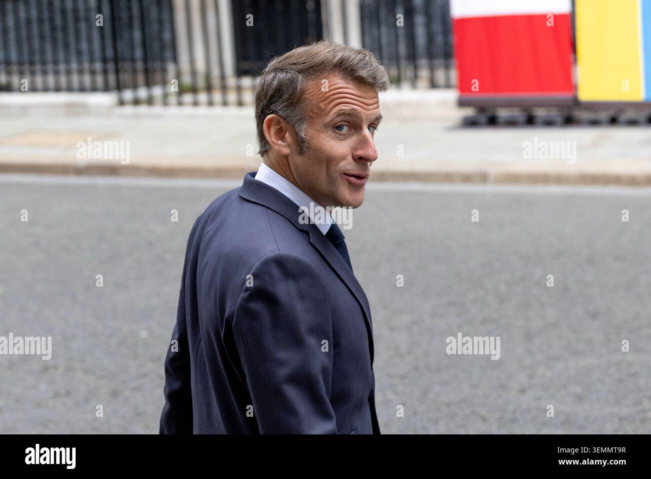 Londres, Royaume-Uni. 07 juin 2026. Le président français Emmanuel Macron arrive au 10 Downing Street. (Photo de Phil Lewis/SOPA images/SIPA USA) crédit : SIPA USA/Alamy Live News Banque D'Images