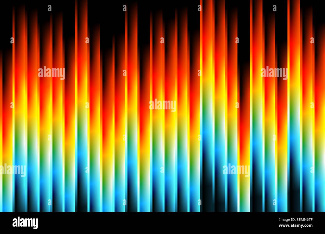 Dégradé vibrant de barres verticales passant du jaune orange vif en haut au bleu foncé en bas. Dégradé bleu et orange ardent moderne Illustration de Vecteur