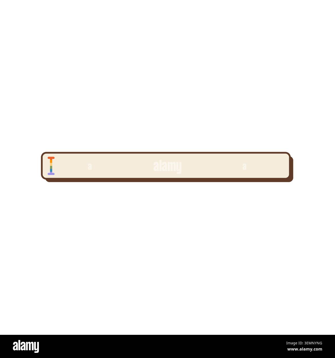 Boîte de recherche de bureau nostalgique Y2K avec des accents arc-en-ciel et un cadre minimaliste propre isolé sur fond blanc. Interface de système informatique rétro des années 90 Illustration de Vecteur