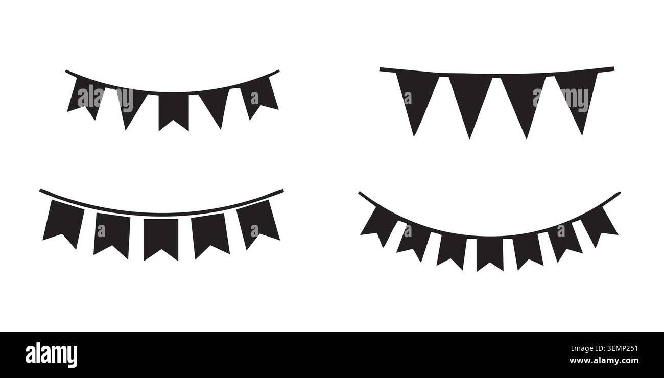 Ensemble de banderole noire et drapeaux Pennant vectoriels Silhouette Illustration de Vecteur
