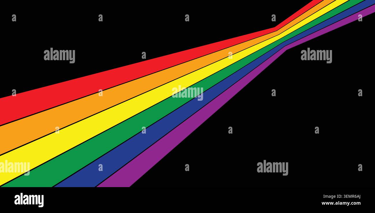 Arrière-plan abstrait de Pride Month Rainbow Groovy Wavy Line design dans le style rétro hippie des années 1970. Modèle vectoriel prêt à l'emploi pour tissu, textile, wrap Illustration de Vecteur