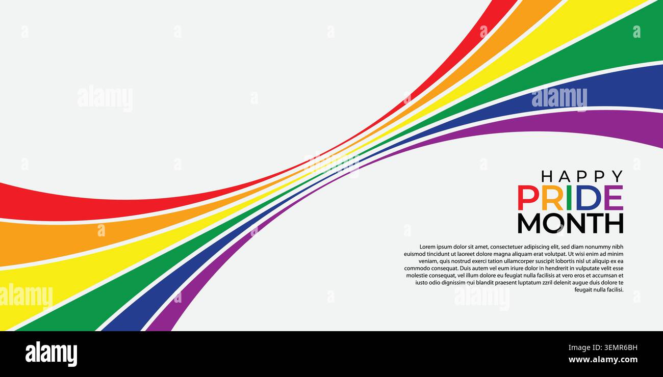 Motif Rainbow Groovy Wavy Line abstrait Pride Month dans un style hippie rétro. Motif vectoriel prêt à l'emploi pour tissu, textile Illustration de Vecteur