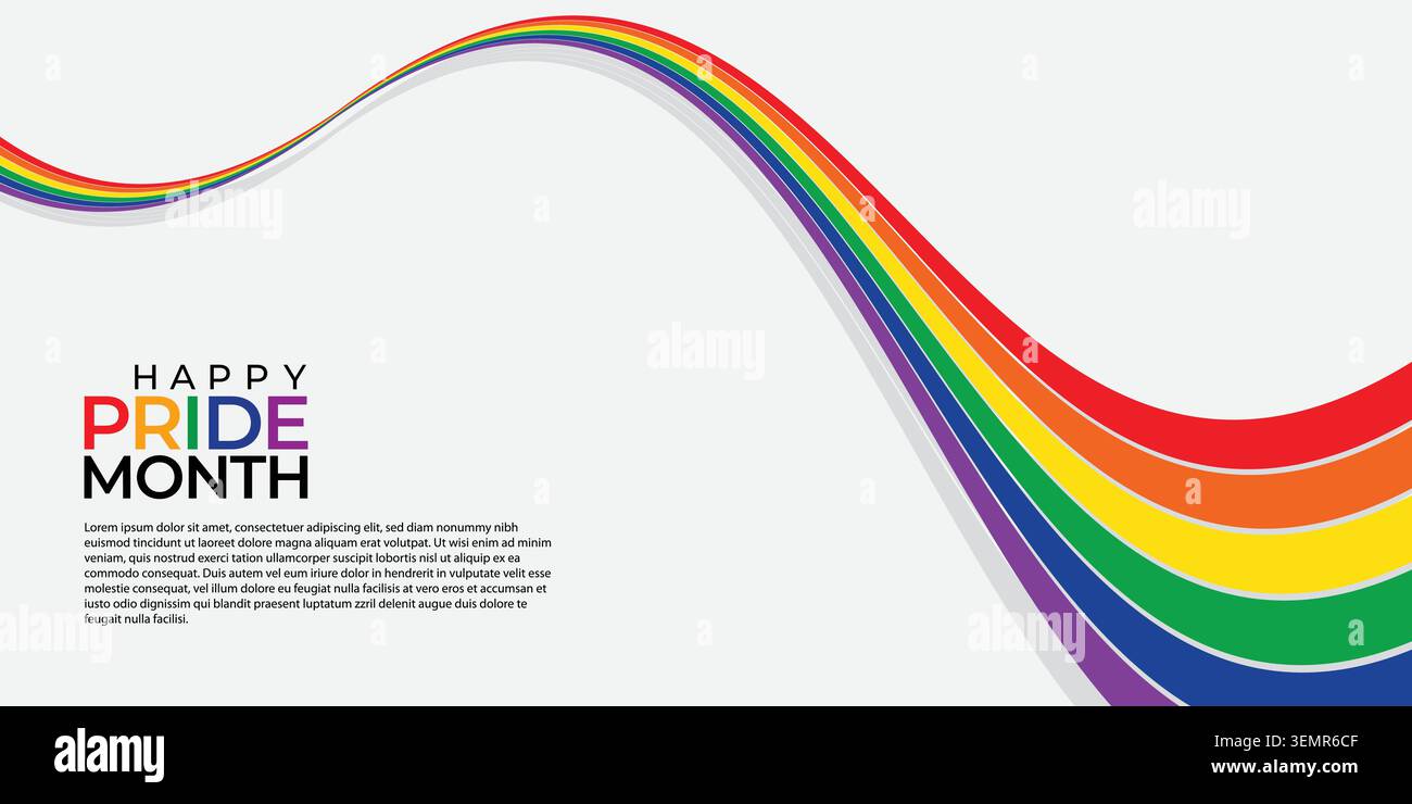 Abstrait Pride Month Rainbow Groovy Wavy Line design dans un style rétro hippie des années 1970. Modèle prêt à l'emploi pour tissu, textile, wrap et autre Illustration de Vecteur