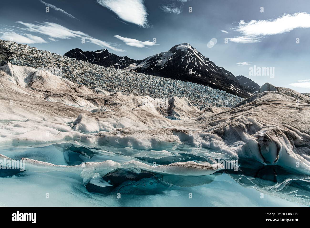 Le champ de glace du glacier Knik, à 50 miles à l'est d'Anchorage, Alaska Banque D'Images
