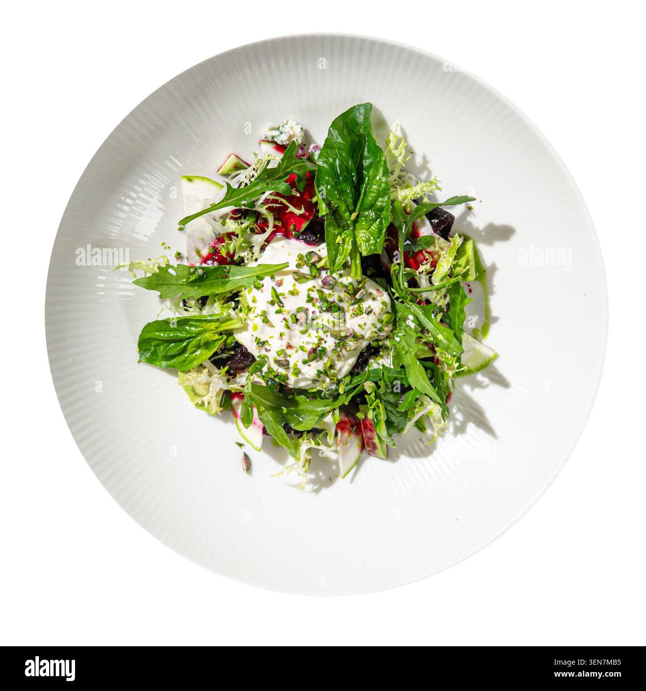 Salade de betteraves avec roquette et fromage à pâte molle Banque D'Images