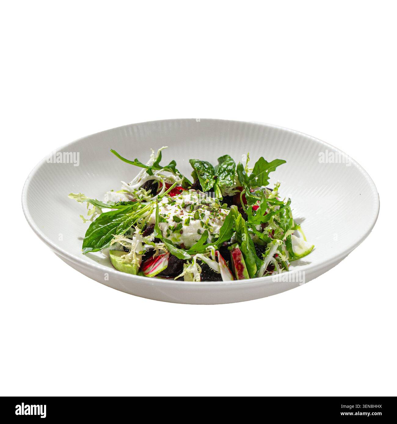 Salade de betteraves avec roquette et fromage à pâte molle Banque D'Images