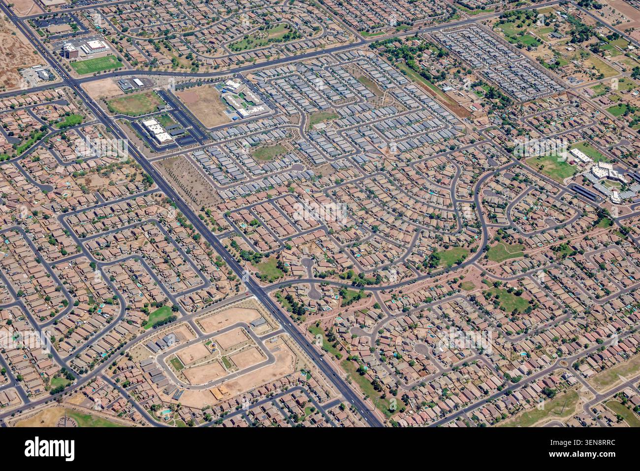 Phoenix Arizona, vue aérienne, quartier de banlieue, développement résidentiel, terrain de logement, maisons unifamiliales, communauté planifiée, immobilier, étalement urbain Banque D'Images
