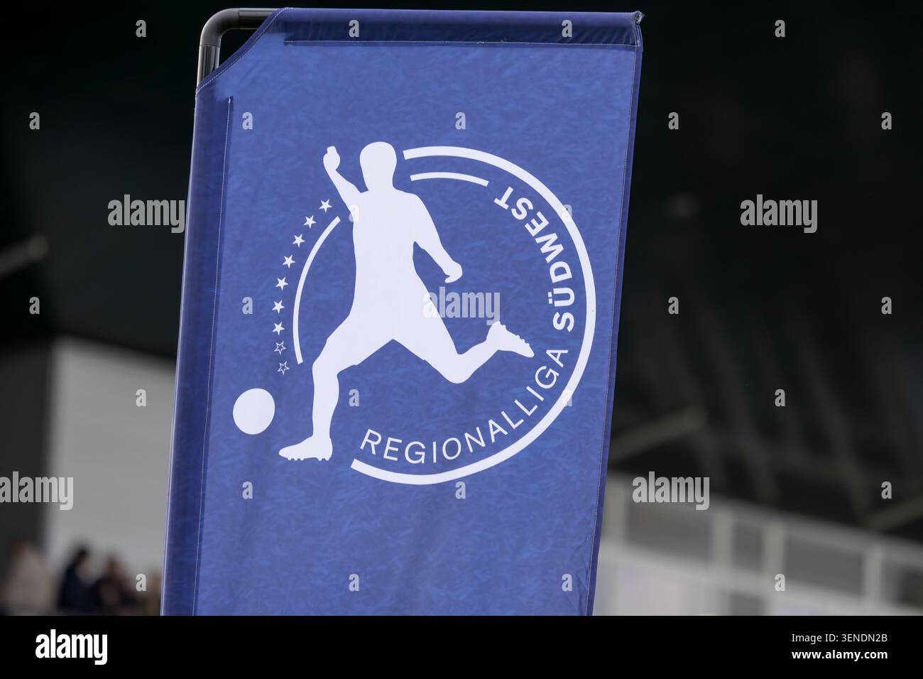 Drapeau portant le logo Regionalliga Südwest Banque D'Images